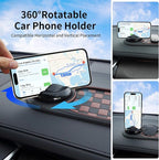 Universal Anti-Slip Car Dashboard Mat with 360° Rotating Phone Holder – Multi-Functional Organizer Pad for Phones, Sunglasses