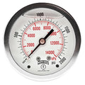 Winters 2-1/2" Dial Size, Liquid Filled Industrial Pressure Gauge, Brass Internals, Stainless Steel Case, Dual Scale 0-2,000 psi/kPa, 1.5% Acc, 1/4" NPT Back Mount, Glycerin Filled Pressure Gauge
