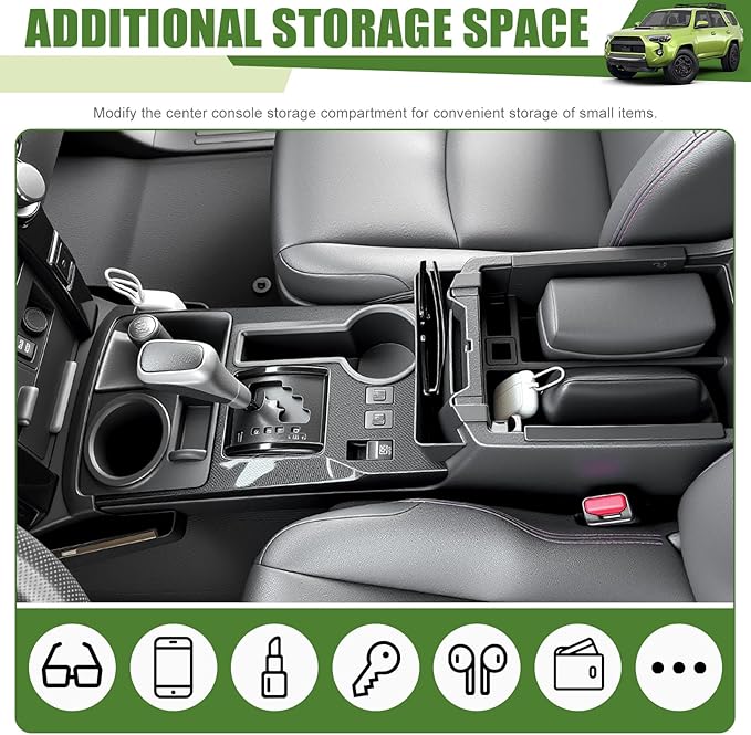 3PCS Center Console Organizer for 2010-2024 Toyota 4Runner Gear Shift Side Tray Hanging and Insert Armrest Storage Boxs for 4 Runner Accessories(3PCS Center Console Organizer/Fit 10-24)
