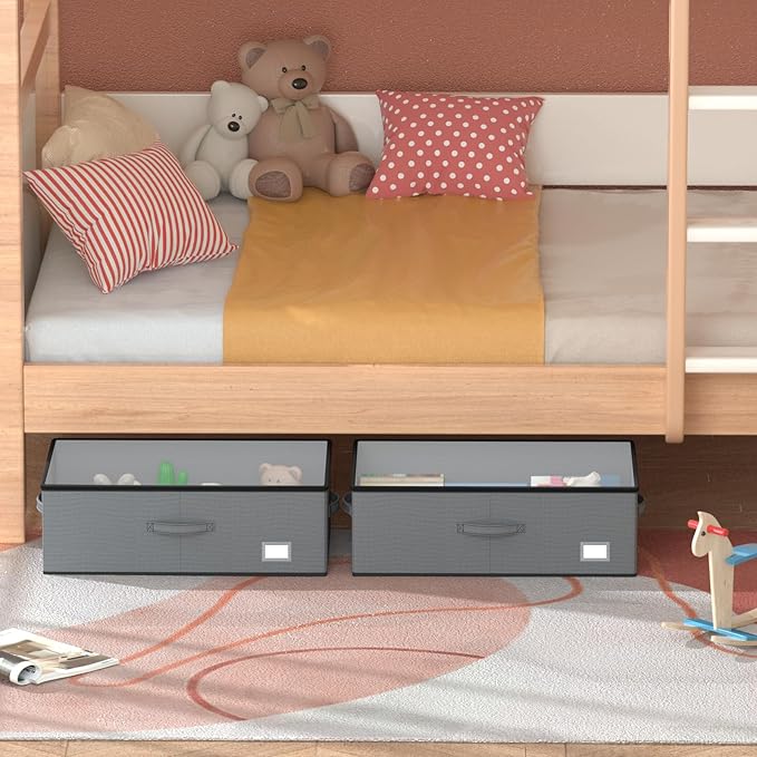 Under Bed Storage with Wheels, No Assemble Required 10 inches height Under Bed Storage bins,Large capacity Rolling Underbed S