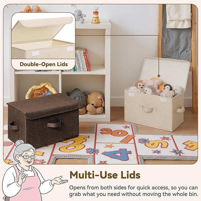 GRANNY SAYS Stoarge Basket with Lid, Decorative Storage Boxes, Closet Storage Bins for Clothes, Collapsible Stackable Organiz