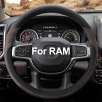 West Llama Customized Auto Car Steering Wheel Cover for Dodge RAM 1500 2500 3500, 15.5-16 inch (Brown - Large Size)