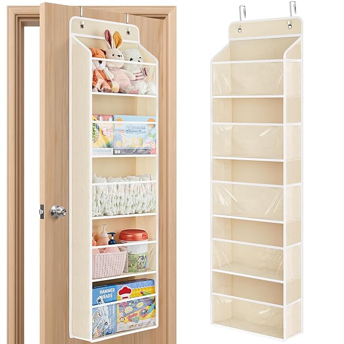 JARLINK Toy Stuffed Animal Storage, Over The Door Organizer W/Clear View Windows, 44lb Load, Baby Toy Storage Organizer for N