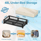 efluky 2-Pack Bamboo Under Bed Storage with Wheels, Rolling UnderBed Storage Basket with Large Dust Bag, Under Bed Storage Co