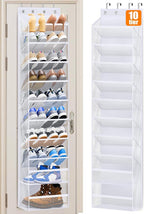 MISSLO 10 Tier Over the Door Shoe Organizer Breathable Mesh Hanging Shoe Rack for Closet Storage Shoe Holder for Door Fit 20 