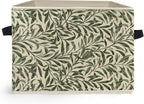 Green Willow Plant Storage Box Bins, Vintage Rustic Botanical Collapsible Storage Basket Organizer for Bedroom Laundry Room H