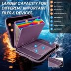 Fireproof Document Box, Hard Case Fireproof File Organizer Box with Lock and 13 Pocket Accordion File Folder, Portable Safe B