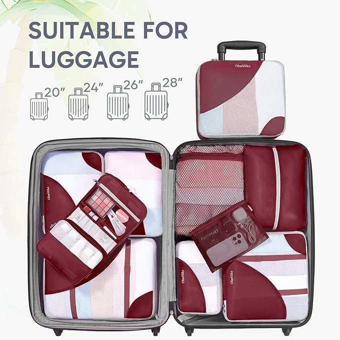 10 Set Packing Cubes for Travel, Gifts for Women Mom,Anti-Tearing Suitcase Organizer for Luggage with Shoe & Hanging Toiletry
