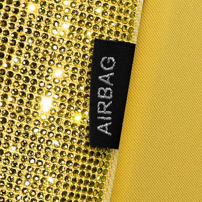 CAR PASS Yellow Bling Diamond Leather Car Seat Cover Full Sets,Waterproof Shining Glitter Sparkly Crystal Universal Fit for A