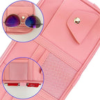 Da by Car Sun Visor Organizer Auto Interior Accessories Visor Pocket Organizer Car Truck Visor Storage Pouch Holder with Multi-Pocket Double Zippers New (Pink)