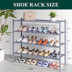 Smiry Bamboo Shoe Rack for Closet, 4 Tier Long Wooden Stackable Shoe Organizer, Free Standing Shoes Storage Shelf for Entrywa