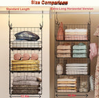 Jautokerdar 4 Tier Hanging Closet Organizer with Dividers,Extra Large Storage Hanging Shelf with 5 S Hooks 4 Dividers,Hang on