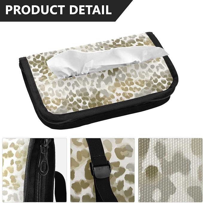 Car Tissue Holder Car Visor Organizer Tissue Box Holder for Car Sun Visor Organizer with Car Vehicle Accessories Essentials Interior for Women Men Brown and Beige Simple Leopard Print