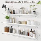 Axeman 40 Inch Floating Shelves | White Picture Ledge Shelf Set of 3 | Rustic Wood Wall Shelves with Lip | 40" White Picture 