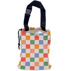 70s Checkered Car Garbage Bag,Retro Grid Waterproof Small Car Trash Bag Hanging Back of Seat,Drawstring Hanging Car Trash Bag with Adjustable Buckle for Car Accessories