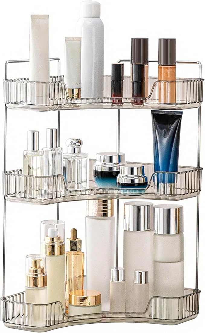 YCIA&DONE Corner Bathroom Counter Organizer, Makeup Organizer for Vanity, Skincare Cosmetic Perfume Tray, Corner Countertop S