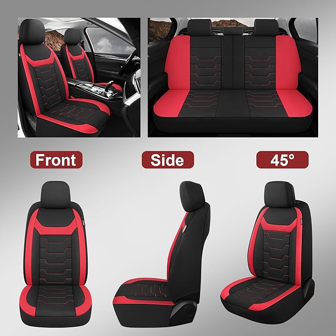 CAROMOP Breathable Car Seat Cover 2 Front Seats, 3D Air Mesh Cloth Seat Covers for Cars, Universal Fit Automotive Car Interio