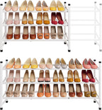Tajsoon Expandable Shoe Rack for Closet 3 Tier, 28“-41“Adjustable & Stackable Shoe Shelf Storage, Metal Shoe Rack Organizer f