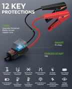 8000A 160PSI Jump Starter with Air Compressor, 12V Car Battery Jump Starter Power Bank(All Gas/12L Diesel), Car Starter with