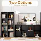 IROCNK Bookshelf, 8-Cube Storage Cube Shelf Organizer, Extra Thick Frame Horizontally & Vertically Reversible Bookcase with O