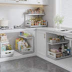 Under Sink Organizer Upgrade To Professional Rails,2-Tier Dual Pull Out Cabinet Storage,Height Adjustable Slide Out Drawers F