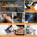 Car Emergency Kit with Portable Air Compressor - Roadside Assistance Emergency Kit with Jumper Cables, First Aid Kit, Auto To