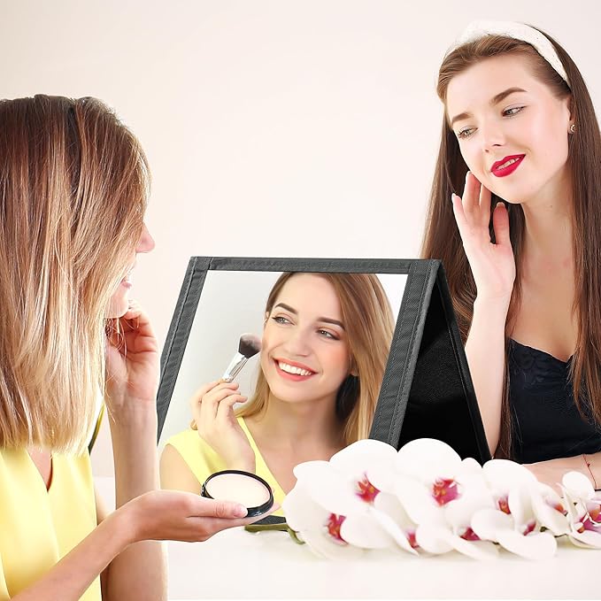 ROYALAY Foldable Full Length Mirror with Handle, 47 * 13in Four-fold Portable Mirror for Travel Makeup Dancing and Fitting Cl