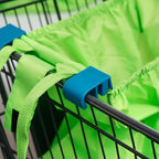 Handy Sandy 3-Pack Reusable Grocery Cart Bags – Foldable Shopping Organizers with Universal Cart Clips, PE Board Base