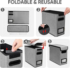 BALEINE File Organizer Box with Lid, Collapsible File Folder Organizer with Plastic Slide, Hanging File Folder Box for Office