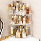 FELIZHOUSE 3-Tier Makeup Organizer for Vanity & Bathroom Countertop – Acrylic Storage Shelf with Perfume Tray & Makeup Brush 