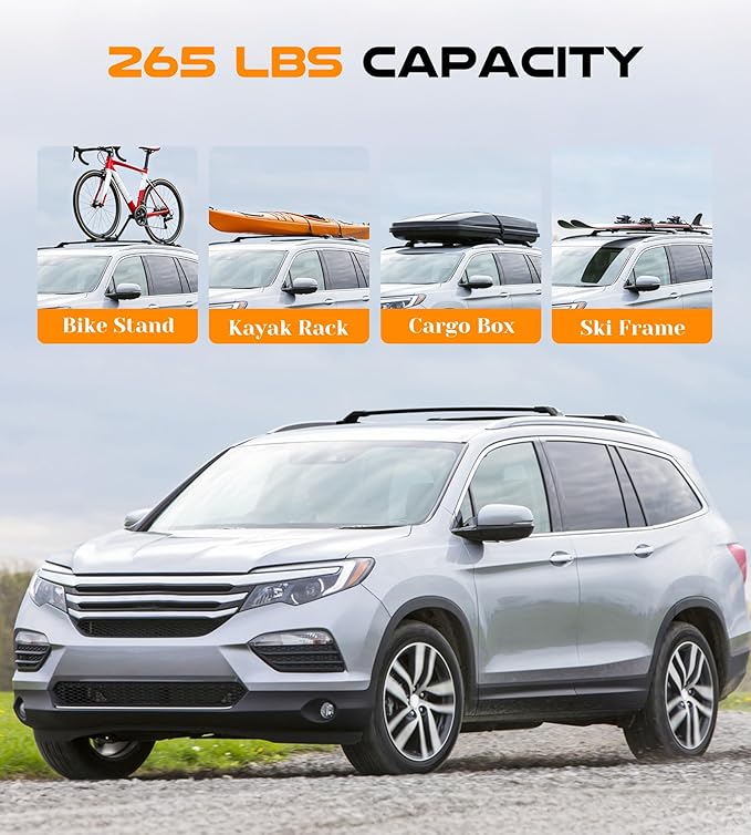 Snailfly Aluminum Roof Rack Cross Bars with Lock Fit for 2016-2022 Honda Pilot with Side Rails, 330lbs Crossbars Anti-Wobble & Wind Noise Reduction Heavy Duty Cargo Carrier Accessories