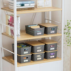 Anysig 8 Packs Plastic Storage Bins with Bamboo Lids - Stackable Storage Bins Decorative Small Basket Containers for Organizi