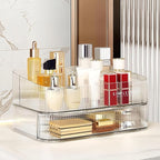 Clear Makeup Organizer for Vanity, Large Desk Organizer with Stackable Drawer for Cosmetics, Skincare, Lipsticks, Palette, Na