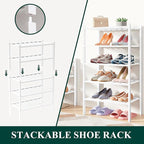 Smiry Bamboo Shoe Rack for Closet, 4 Tier Small Wooden Stackable Shoe Organizer, Free Standing Shoes Storage Shelf for Entryw