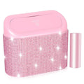NBTEPEM Bling Pink Car Trash Can with Lid, Mini Auto Garbage Can with 30 Trash Bags, Automotive Garbage Container Bin, Bling Car Accessories Trash Can for Women (Pink Diamond)
