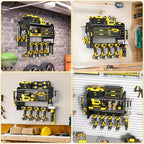SPACECARE Power Tool Organizer, Drill Holder Wall Mount with 2 Side Pegboards with Hooks, 3 Layer Garage Organization Heavy D