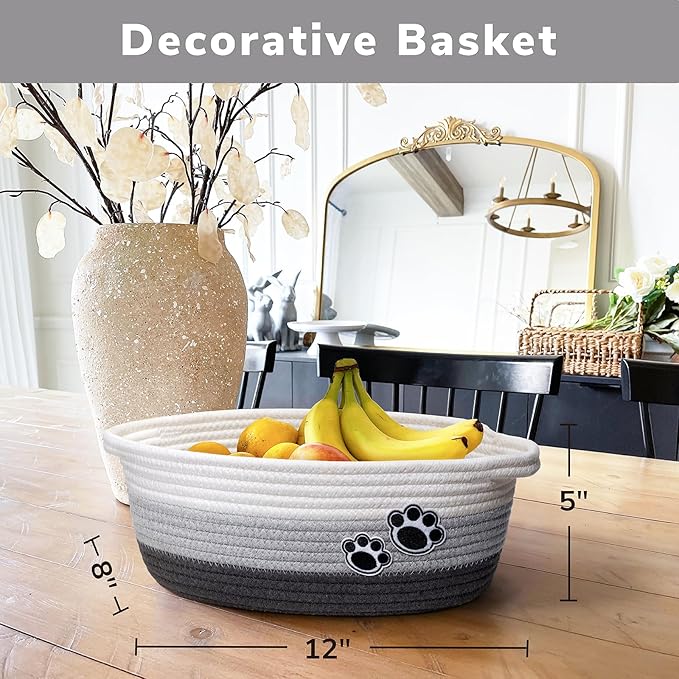 Small Dog Toy Basket, Cute Woven Baskets for Shelves, Decorative Rope Storage Baskets for Nursery, Baby Gift Basket for Diape