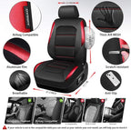CAR PASS Memory Foam Leather Seat Covers,Air Cool Mesh Thick Car Seat Covers Front Seats Red Leather Seat Covers for Cars Uni