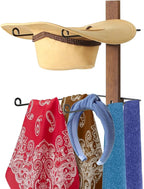 Cowboy Hat Rack, 6 Pieces Hat Rack for Cowboy Hats with Wooden Board, Metal Cowboy Hat Holder Wall Storage Hat Holder-Organiz