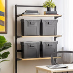 IRIS USA Slim Portable Letter/Legal File Tote Box, 4 Pack, BPA-Free Plastic Storage Bin with Organizer-Lid, Durable, Secure L