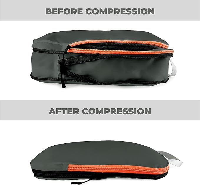Beeyond Compression Packing Cubes Set - 6 Pieces for Travel and Luggage Organization, Includes Large & Small Cubes, Accessori