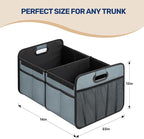 YSSOA Car Trunk Organizer with Lid, Collapsible 2 Compartment Automotive Storage Box, 600D Waterproof Oxford Polyester 50L