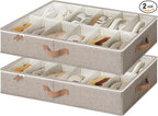 StorageWorks Shoe Organizer for Closet, Fits up to 24 Pairs, 2-Pack Ultra-thick Fabric Under Bed Shoe Storage Containers with