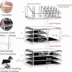 Cq acrylic 3 Pack Clear Makeup Organizer for Vanity,Countertop,Stackable 8 Drawers Cosmetic Storage for Hair Clip,Jewelry,Lip