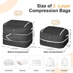 Comforter Storage Bag - 110L Large Capacity Blanket Storage Bags 2-Layer Ultra Space Saving Self Compression Organizer, Washa