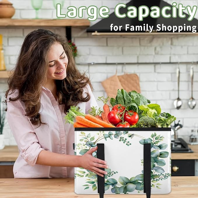 Reusable Grocery Bag, Foldable Large Shopping Tote Bag for Groceries Kitchen Picnic Car Trunk