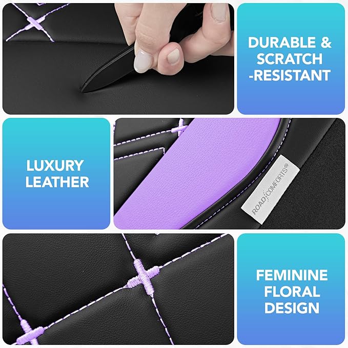 Road Comforts Seat Covers, Premium Leather Car Seat Covers Front Seat for Women Girls,Airbag Compatible, Automotive Seat Cove