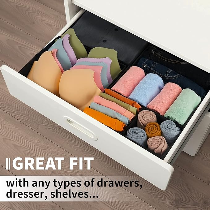 Criusia Drawer Organizer Clothes, 8 Pack Underwear Drawer Organizer, Foldable Cloth Storage Box Closet Organizers and Storage
