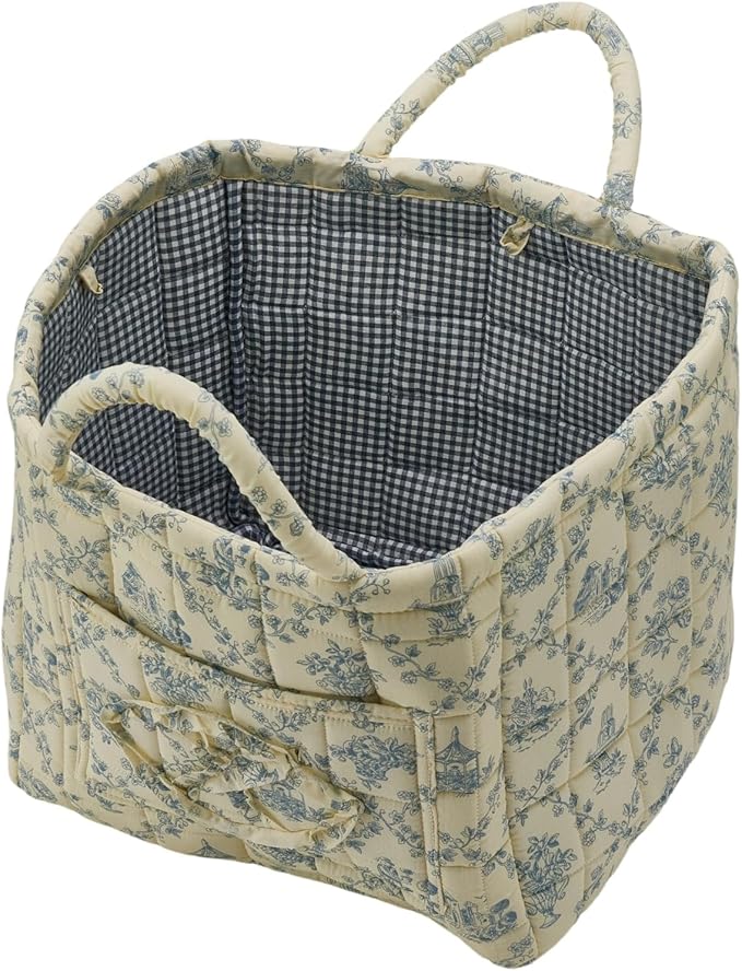 Boho Fabric Storage Basket, Large Capacity Laundry Basket, 12.2'' x 10.23'' x 10.23'' Collapsible Laundry Hamper with Easy Ca