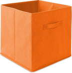 Casafield Set of 6 Collapsible Fabric Cube Storage Bins, Orange - 13" Foldable Cloth Baskets for Shelves, Cubby Organizers & 